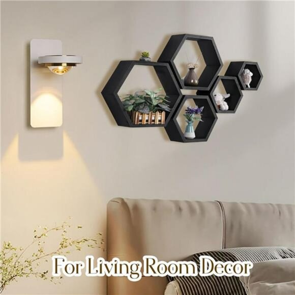 Set of 3 hexagon wall shelves wood floating honeycomb shelf rustic wall decor - Picture 4 of 8